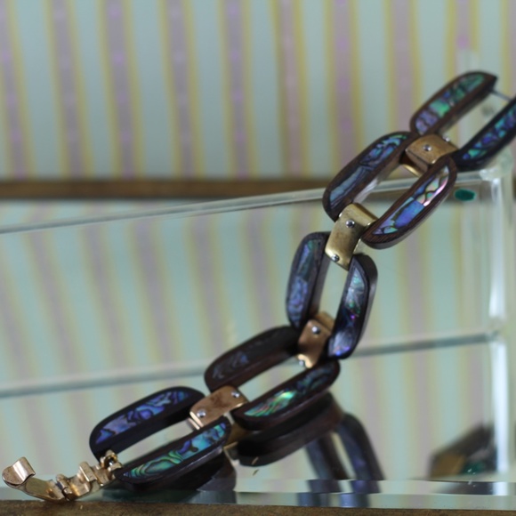 Henri Bendel Wood and Mother of Pearl Bracelet - Picture 7 of 16